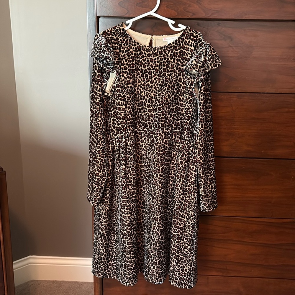J Crew girls velvet leopard print dress, size 10